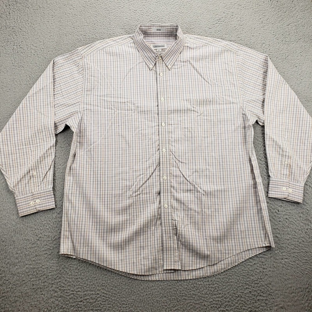 Joseph and Feiss Shirt Mens XL‎ White Plaid Button Down Long Sleeve 80s 2-Ply